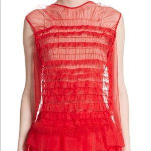 Simone Rocha Teddy Trim Tulle Blouse